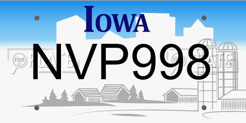 NVP998 Iowa License Plate