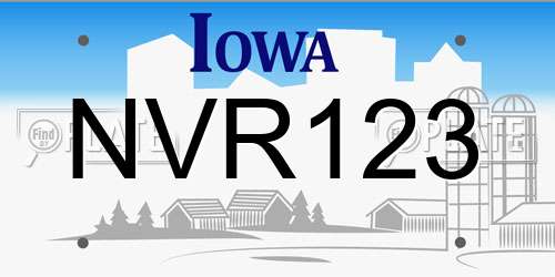 NVR123 Iowa License Plate