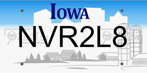 NVR2L8 Iowa License Plate
