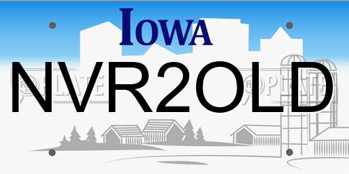 NVR2OLD Iowa License Plate
