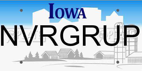 NVRGRUP Iowa License Plate