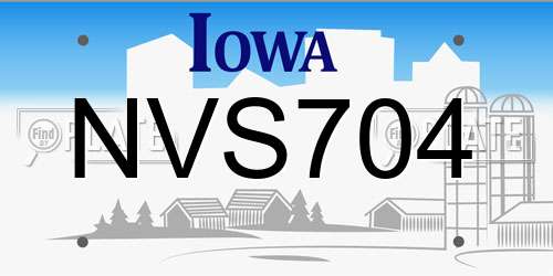 NVS704 Iowa License Plate