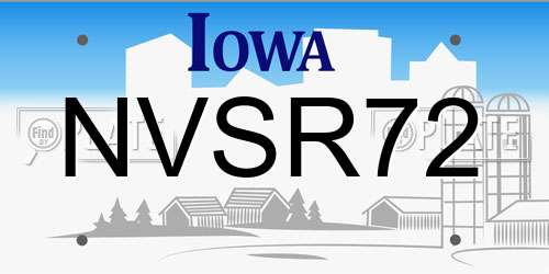 NVSR72 Iowa License Plate