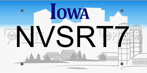 NVSRT7 Iowa License Plate