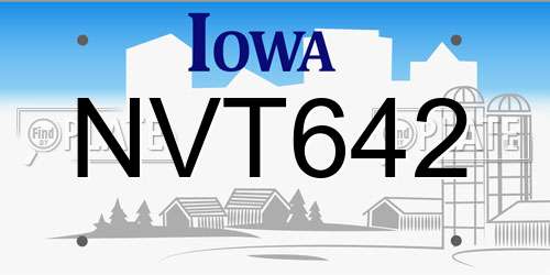 NVT642 Iowa License Plate