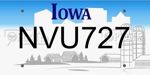 NVU727 Iowa License Plate