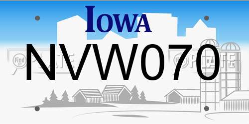 NVW070 Iowa License Plate