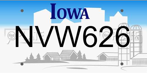 NVW626 Iowa License Plate