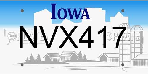 NVX417 Iowa License Plate