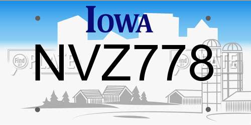NVZ778 Iowa License Plate