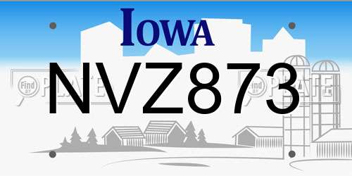NVZ873 Iowa License Plate