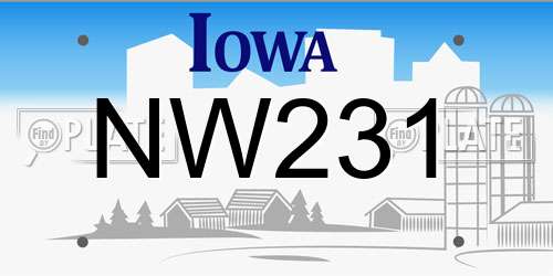 NW231 Iowa License Plate