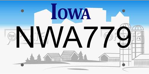 NWA779 Iowa License Plate