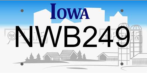 NWB249 Iowa License Plate
