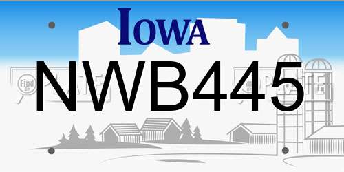 NWB445 Iowa License Plate