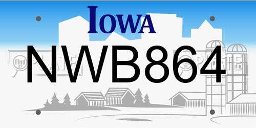 NWB864 Iowa License Plate
