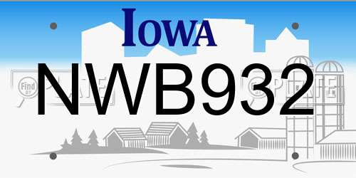 NWB932 Iowa License Plate