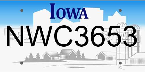 NWC3653 Iowa License Plate