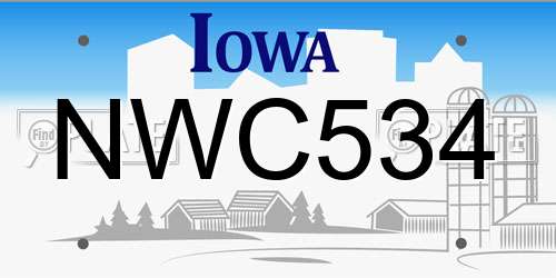NWC534 Iowa License Plate