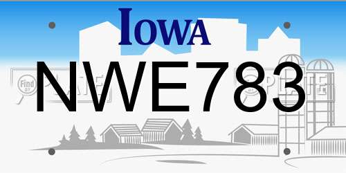 NWE783 Iowa License Plate