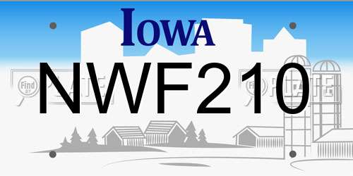 NWF210 Iowa License Plate