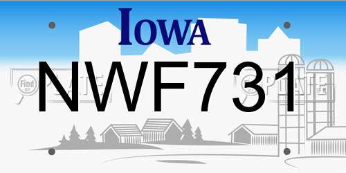 NWF731 Iowa License Plate