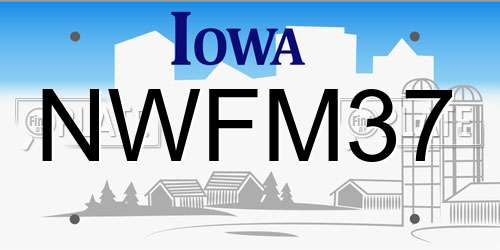 NWFM37 Iowa License Plate
