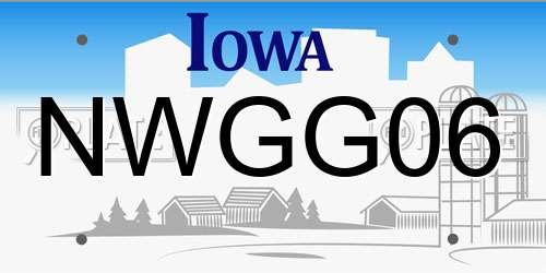 NWGG06 Iowa License Plate