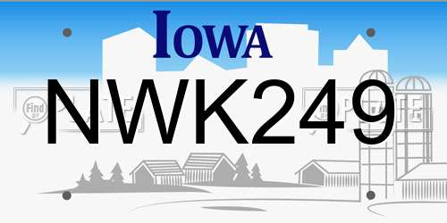 NWK249 Iowa License Plate