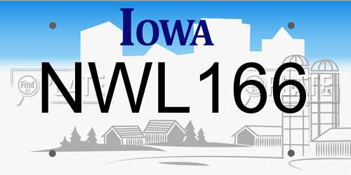 NWL166 Iowa License Plate
