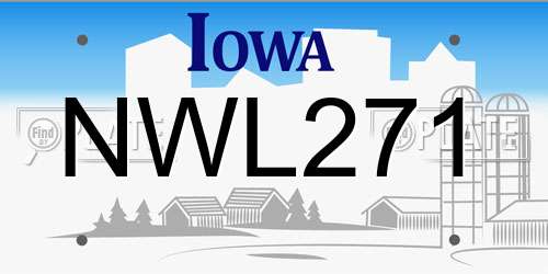 NWL271 Iowa License Plate