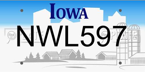 NWL597 Iowa License Plate