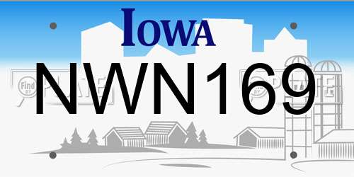 NWN169 Iowa License Plate