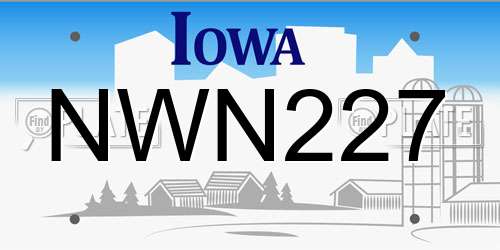 NWN227 Iowa License Plate