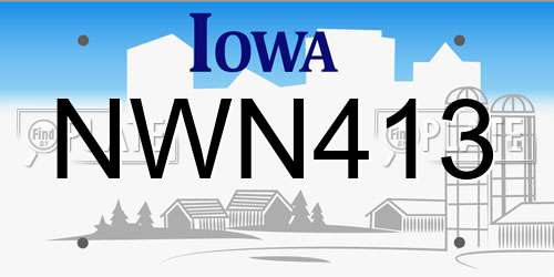 NWN413 Iowa License Plate