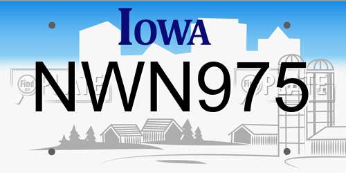 NWN975 Iowa License Plate