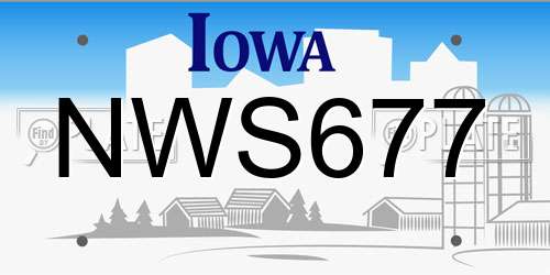 NWS677 Iowa License Plate