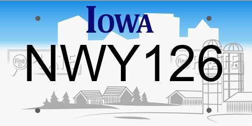 NWY126 Iowa License Plate