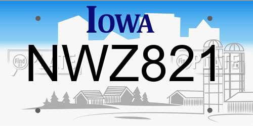 NWZ821 Iowa License Plate