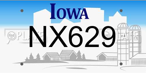 NX629 Iowa License Plate