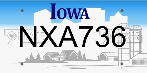 NXA736 Iowa License Plate