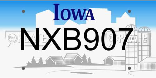 NXB907 Iowa License Plate