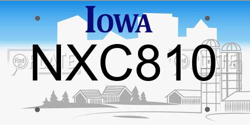 NXC810 Iowa License Plate