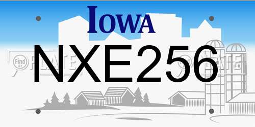 NXE256 Iowa License Plate