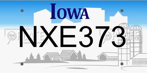 NXE373 Iowa License Plate