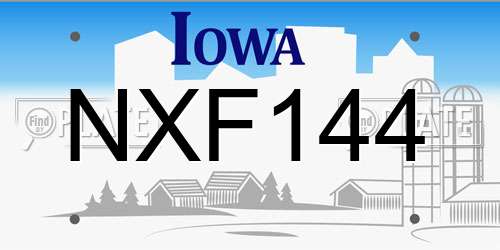 NXF144 Iowa License Plate