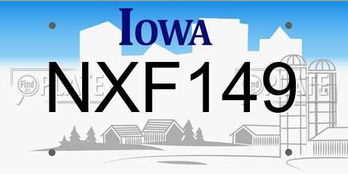 NXF149 Iowa License Plate