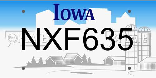 NXF635 Iowa License Plate