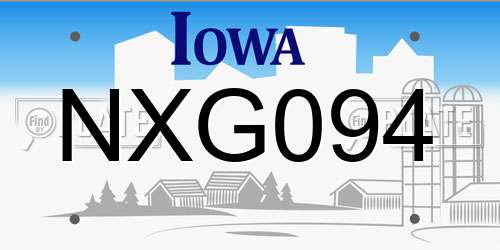 NXG094 Iowa License Plate