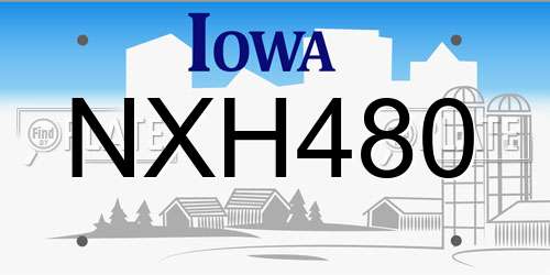 NXH480 Iowa License Plate